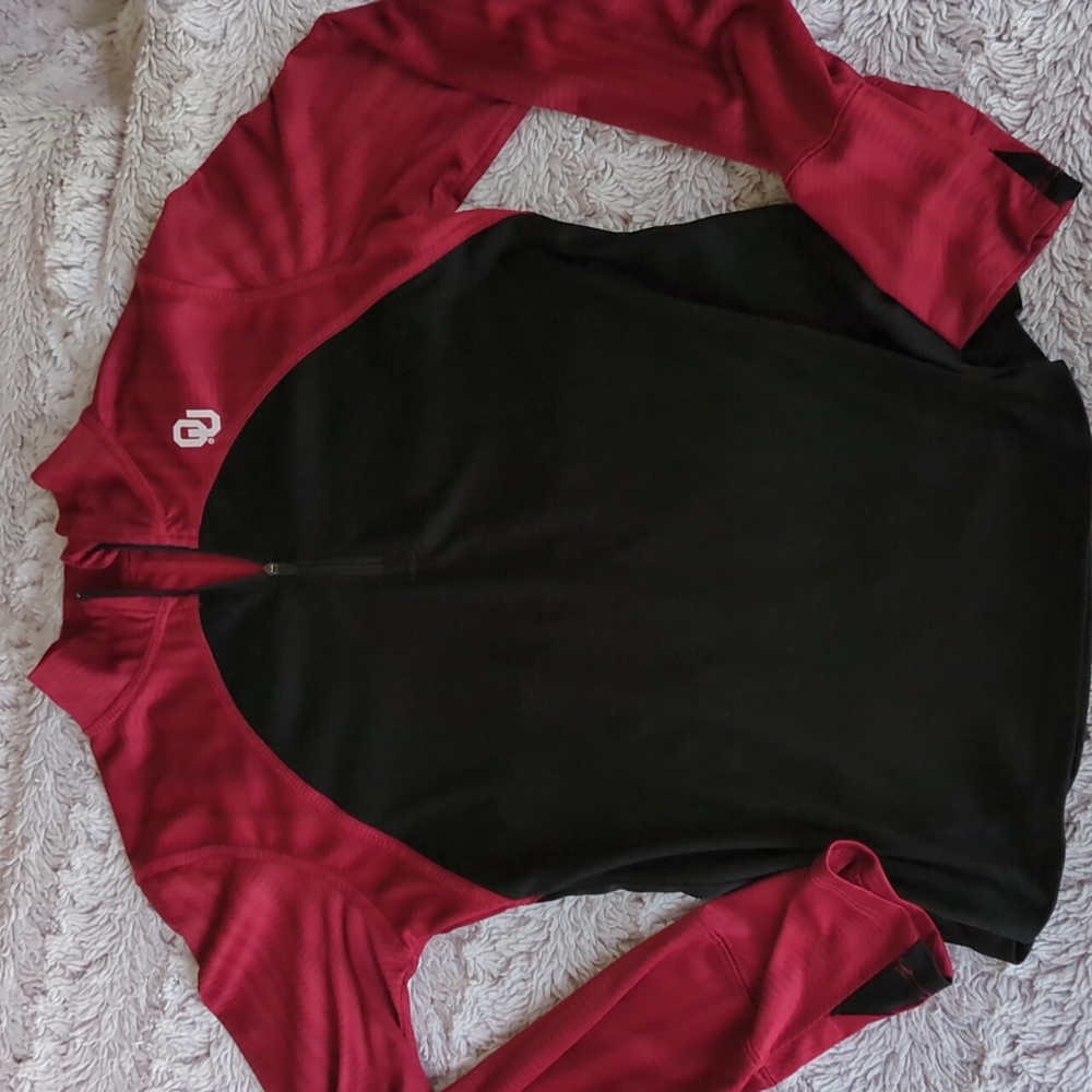 OU Oklahoma University college pullover Jersey w/ zipper women's M long sleeve